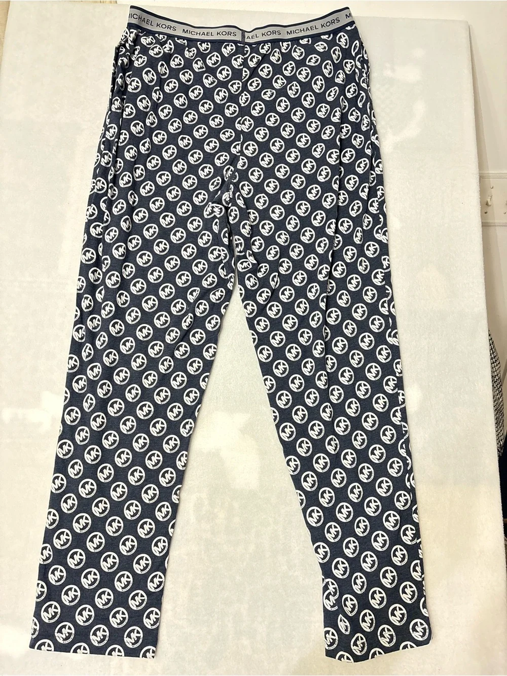 Michael Kors Navy and White Mens MK Logo Sleep Pants size XLARGE   EUC